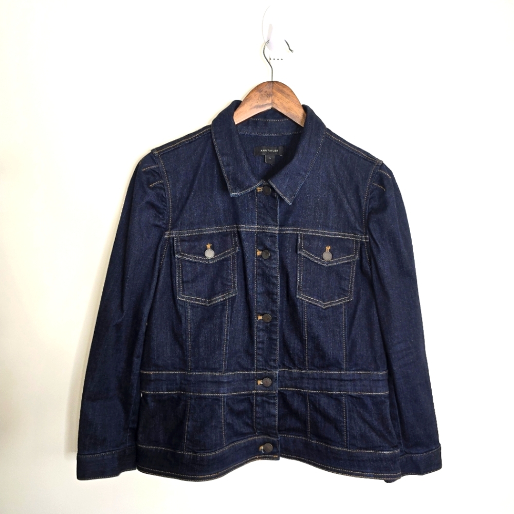 Ann Taylor Blue Denim Jean Jacket Size L